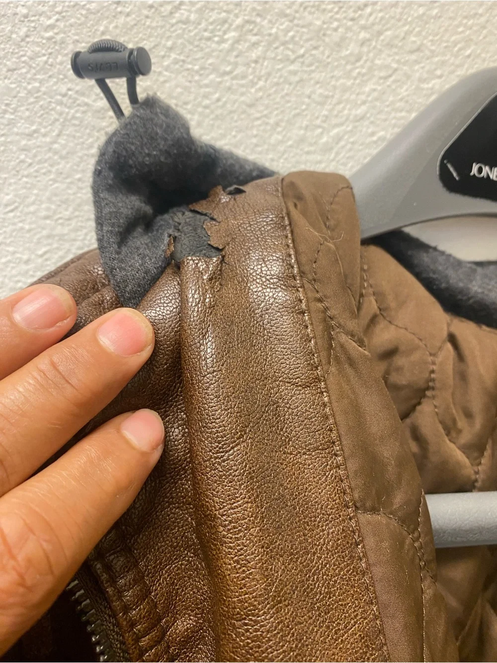 Levi’s Brown Quilted Faux Leather Jacket with Hood - Picture 2 of 9